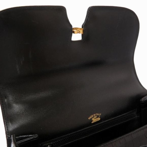 Gucci Crocodile Croco Black Handbag Old Gucci - Picture 5 of 9